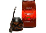 Set Per Tè Mateine Yerba Mate - Mateine Guarana Del Paraguay 500 G, Zucca Naturale Diamante, Bombilla E Tappo In Sughero - Yerba Mate Essiccata Con Fumo