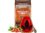 Set Per Tè Mateine Yerba Mate - Yerba Mate Mateine Guarana 500 G, Tazza In Ceramica Hoja Red 350 Ml, Bombilla 19 Cm - Yerba Mate Paraguaiana In Foglie Sfuse