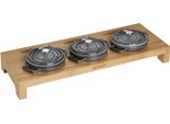 Tavola Da Portata In Ghisa Staub Per 3 Mini Cocottes In Bambù 42 Cm X 16 Cm