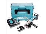 Makita Dga 452 SA1J Smerigliatrice Angolare A Batteria 18V / 115 Mm In Valigetta Makpac + 2X Batterie 2,0 Ah + Caricabatterie