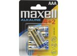 Batteria Alcalina Maxell LR03 Aaa 1,5V /4+2 Pezzi In Una Confezione