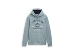 Tom Tailor Herren Hoodie Sweatshirt Mit Logo-Print, GrüN, Uni, Gr. S
