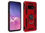Custodia Ibrida Per Cellulare Con Supporto Ad Anello Per Samsung Galaxy S10E - Rosso