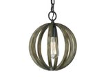 Lampada A Sospensione A Sfera In Legno Invecchiato Allier 1Xe27 60W Feiss