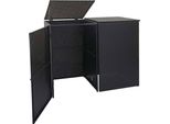 Coperchio Per Pattumiera A 2 Scomparti HWC-E25, Coperchio Per Pattumiera In Polirattan 2X120L ~ Nero