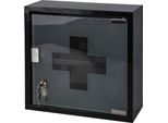 Mobiletto Porta Medicinali Bathroom Solutions, Acciaio Inox/Vetro, 30X12X30 Cm, Nero