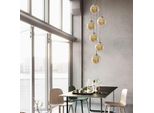 Zmh Lampada A Sospensione Tavolo Da Pranzo 6 Fiamme Ambra Lampada A Sospensione Lampadario Lampada A Sospensione Globo Di Vetro Per Soggiorno Camera Da Letto Cucina Corridoio