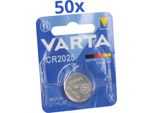 50X Varta CR2025 Batterie A Bottone Al Litio 3V 1 Blister