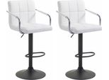 Clp Set Di 2 Sgabelli Da Bar Lucy V2 Regolabili In Altezza E Girevoli, Bianco Nero