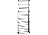 Excellent Houseware Organizzatore Per Scarpe A 10 Ripiani, Metallo/Polipropilene, 50X24X130 Cm, Nero