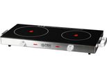 First FA-5096-7 Doppio Piano Cottura A Infrarossi, 2800 W, Fino A 300 °C, Termostato, Vetroceramica, Nero/Acciaio Inox