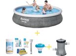 Bestway Pool - Set Rapido - 396 X 84 Cm - Incluso Pacchetto Di Manutenzione Ways E Pompa Filtro