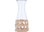 Caraffa Excellent Houseware, Vetro/Rattan, 8X25,5 Cm, 1,2 L, Trasparente/Marrone