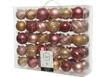 Set Di 60 Ornamenti Natalizi In Plastica Da 6-7 Cm - Rosa Beige
