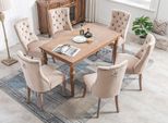 Set Di 6 Sedie Da Pranzo Flieks, Sedie Da Cucina Con Schienale Alto E Gambe In Legno Massiccio, Sedia Da Soggiorno In Velluto Sedia Da Pranzo Imbottita, Beige