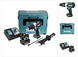 Makita Dhp 458 Rmj Trapano Avvitatore Con Percussione A Batteria 18V 91Nm In Valigetta Makpac + 2X Batterie 4,0 Ah + Caricabatterie