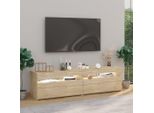The Living Store Mobili Tv 2 Pezzi Con Luci Led Rovere Sonoma 75X35X40 Cm