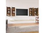 The Living Store Mobili Tv 4 Pz. Rovere Fumé 30,5X30X90 Cm Materiale A Base Di Legno