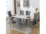 Set Di 6 Sedie Da Pranzo Flieks, Sedie Da Cucina Imbottite Con Gambe In Acciaio Inox, Sedia Da Pranzo Con Rivestimento In Velluto, Grigio