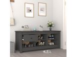 The Living Store Scarpiera Grigia 110X38X45,5 Cm In Legno Di Pino Massiccio
