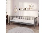 The Living Store Letto Da Giorno Con Materasso 90X200 Cm Grigio In Legno Di Pino Massiccio
