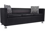 The Living Store Divano A 3 Posti In Ecopelle Nero