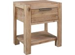 The Living Store Comodino Con Cassetto 40X30X48 Cm In Legno Massiccio Di Acacia