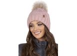 Vivisence Cappello Lavorato A Maglia Da Donna - Cappello A Pompon Per Donne Per L'inverno E L'autunno - Cappello Con Pompon Caldo Cappello Invernale Spesso Accogliente - Rosa