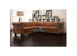 The Living Store Divano Angolare Chesterfield 5 Posti In Ecopelle Marrone
