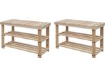 The Living Store Panca Per Scarpe 2 In 1 2 Pezzi. Legno Di Abete Massiccio