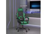 The Living Store Sedia Da Gioco Con Poggiapiedi Girevole In Ecopelle Nera E Verde