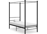 The Living Store Letto A Baldacchino In Metallo Nero 90X200 Cm