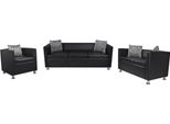 The Living Store Set Di Divani In Ecopelle 3 Posti + 2 Posti + Poltrona Nero