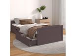 The Living Store Letto In Legno Massiccio Con Cassetti In Pino Marrone Scuro 90X200 Cm