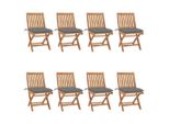 The Living Store Sedie Da Giardino Pieghevoli Con Cuscini 8 Pz. Legno Massiccio Di Teak