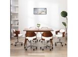 The Living Store Sedie Da Pranzo Girevoli 6 Pz. Bentwood Bianco E Similcuoio