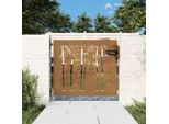 The Living Store Cancello Da Giardino 85X100 Cm In Acciaio Corten Design In Bambù