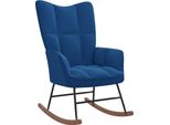The Living Store Sedia A Dondolo In Velluto Blu