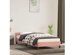 The Living Store Struttura Letto Con Testiera Rosa 90X200 Cm In Velluto