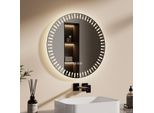 Emke Specchio Da Bagno Con Illuminazione Specchio Led 50 Cm Con Antiappannamento, Dimmerabile 3 Colori Di Luce Specchio Da Bagno Rotondo Specchio Da Parete Con Interruttore A Sfioramento