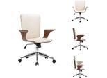 Vidaxl Sedia Da Ufficio Girevole In Pelle Finta Crema E Legno Curvato - Sedie Da Ufficio
