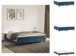 Vidaxl Letto A Molle Con Materasso Blu Scuro 160X200 Cm In Velluto - Letti E Strutture Letto