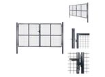 Vidaxl Cancello Da Giardino A Rete In Acciaio Zincato 289 X 200 Cm Grigio - Cancelli Da Giardino