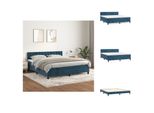Vidaxl Letto A Molle Con Materasso Blu Scuro 160X200 Cm In Velluto - Letti E Strutture Letto