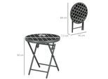 Tavolino Pieghevole Outsunny, Tavolo Pieghevole Da Esterno, Tavolo Da Giardino Con Piano In Vetro Temperato, Tavolo Da Campeggio Per Giardino, Terrazza, Nero, 45 X 45 X 50 Cm