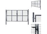 Vidaxl Cancello Da Giardino A Rete In Acciaio Zincato 289 X 150 Cm Grigio - Cancelli Da Giardino