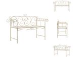Vidaxl Panchina Da Giardino 132 Cm In Metallo Bianco Antico - Panchine Da Giardino