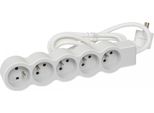 Multipresa Cablata Con Spina Rotante, 5 Prese Bianco