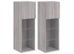 Vidaxl Mobili Tv Con Luci Led 2 Pz. Grigio Sonoma 30,5X30X90 Cm