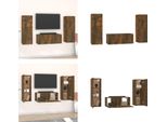 Vidaxl Set Di Mobili Tv 3 Pezzi In Legno Di Quercia Fumé - Set Di Mobili Tv - Set Di Mobili Tv - Parete Attrezzata - Parete Attrezzata